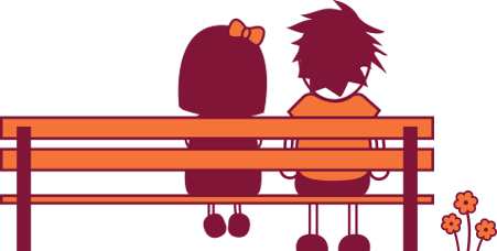 Milo and Maisie sitting on a bench